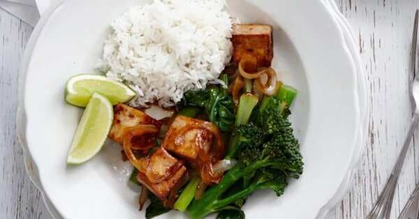 Tofu With Stir-Fried Asian Greens