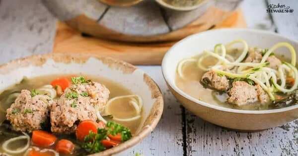 Italian Wedding Meatball Soup with Greens