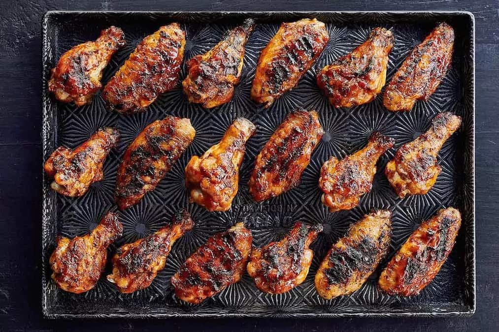 Grilled Chicken Wings with Maple Bourbon Sauce
