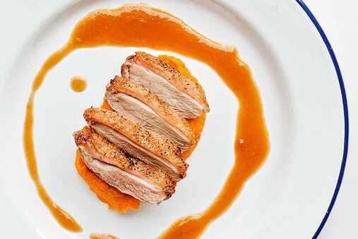 Duck Breast with Maple Bourbon Sauce and Sriracha Carrots