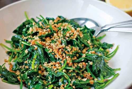 Sauteed Spinach with Bread Crumbs