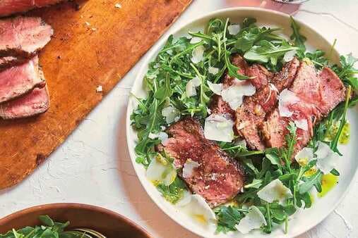 Steak and Arugula Salad with Pesto Vinaigrette