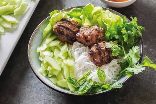 Vietnamese Grilled Pork Patties with Rice Noodles