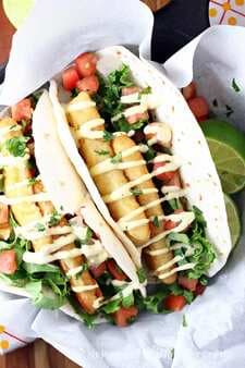 Quick Fish Tacos with Avocado Ranch Dressing