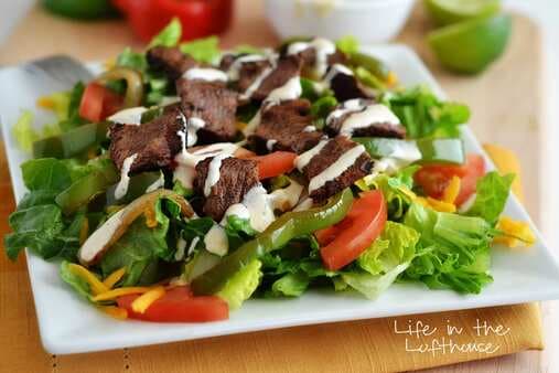 Steak Fajita Salad With Chipotle Ranch Dressing