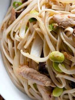 Udon Noodle Stir-Fry With Pork And Edamame