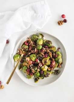 Christmas Roasted Brussels Sprouts With Bacon And Cranberries