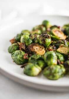 Crispy Bourbon Brown Sugar Roasted Brussels Sprouts With Bacon