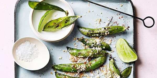Grilled Peas With Toasted Coconut