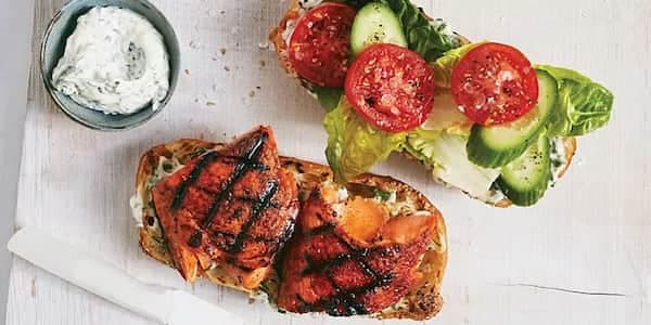 Grilled Salmon Sandwiches With Herbed Mayonnaise