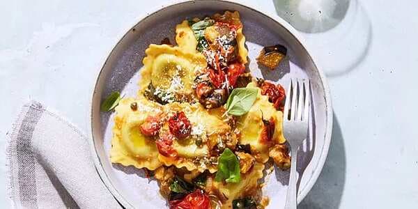 Ravioli With Roasted Eggplant, Tomatoes, And Capers