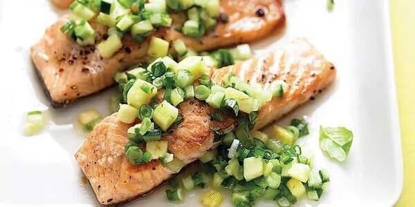 Salmon With Spicy Cucumber-Pineapple Salsa