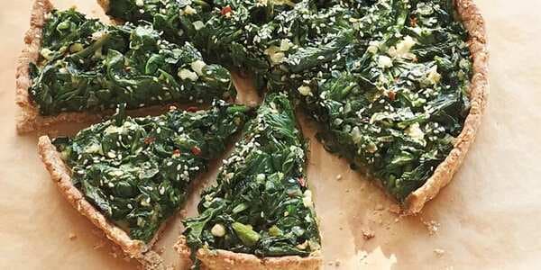 Spinach Tart With Olive-Oil Cracker Crust
