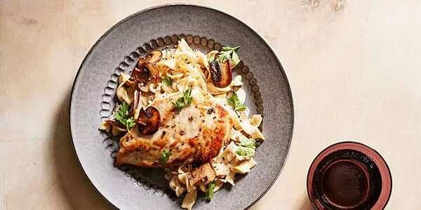 Creamy Chicken and Mushrooms with Egg Noodles