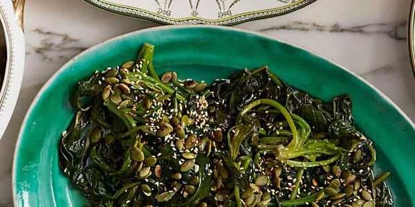 Sauteed Spinach with Pepitas and Sesame Seeds