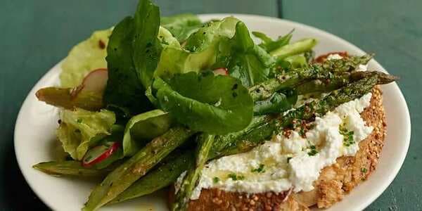 Spring Greens with Asparagus Ricotta Toast