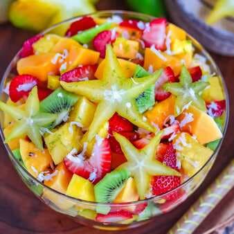 Tropical Fruit Salad With Honey Lime Dressing