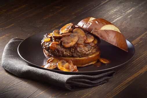 A1 Burger With Saucy Caramelized Onions & Mushrooms