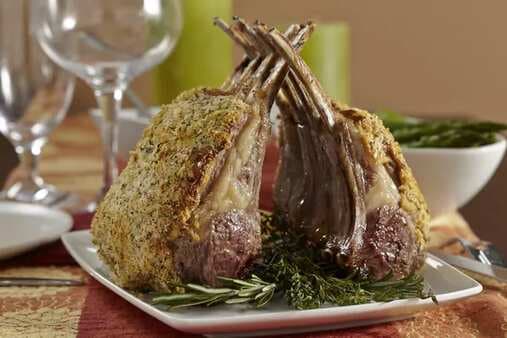 Herb-Crusted Rack Of Lamb With Gravy