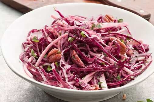 Red Cabbage Slaw With Seared Steak