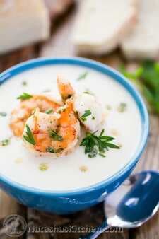 Creamy Cauliflower And Potato Soup With Shrimp