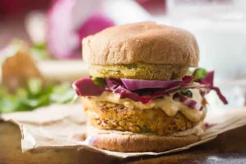 Cajun Red Bean Burgers With Fried Green Tomatoes