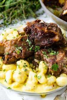 Beef Short Ribs With Charred Pepper Cream Gnocchi