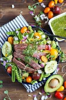 Grilled Flank Steak Summer Salad Cilantro Lime Vinaigrette