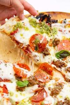 Pesto Pepperoni And Sausage Grilled Pizza