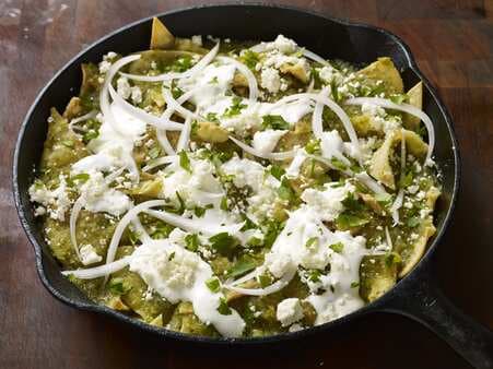 Green Chilaquiles In Roasted Tomatillo Sauce