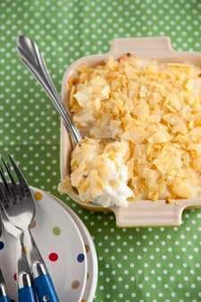 Creamy Hash Brown Casserole With Potato Chip Topping