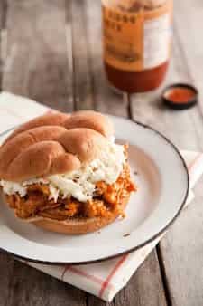 Pulled BBQ Chicken Sandwich With Coleslaw