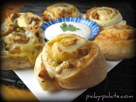 BBQ Ranch Chicken and Cheddar Pizza Roll Ups