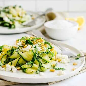 Zucchini Salad with Lemon Feta and Pine Nuts