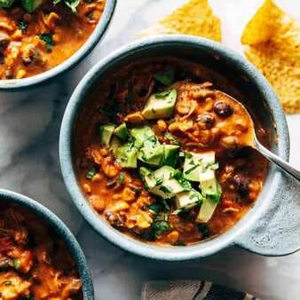 Queso Chicken Chili With Roasted Corn And Jalapeño