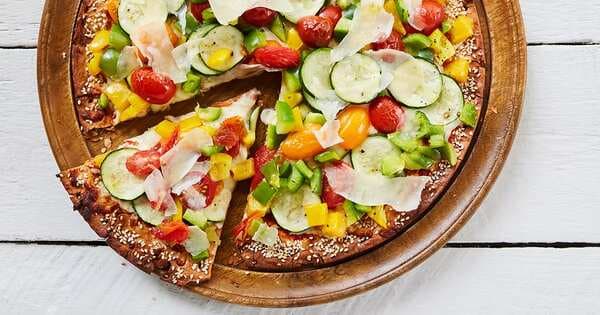 Vegetarian Pizza With Zucchini And Bell Peppers