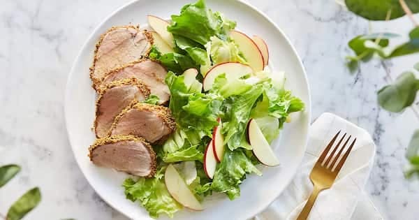 Pistachio-Crusted Pork Tenderloin With Apple And Escarole Salad
