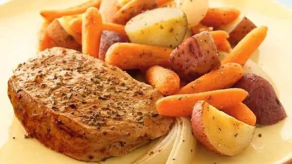 Herb Roasted Pork Chops And Vegetables
