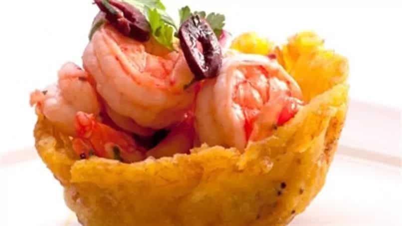 Tostones Filled With Mexican Shrimp Ceviche