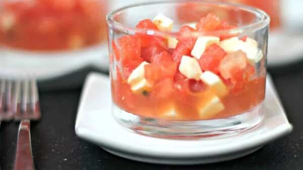 Watermelon Salad With Fresh Cheese And Mint