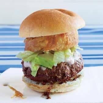 Big Beef Burgers With Crunchy Sour Cream Onions