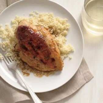 Caramel-Balsamic-Glazed Chicken Over Couscous