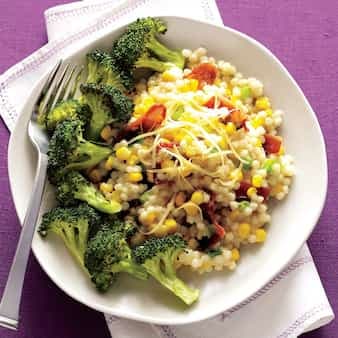 Cheesy Pearl Couscous With Roasted Broccoli