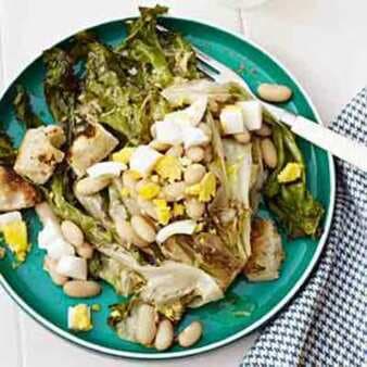 Grilled Escarole Caesar Salad With White Beans