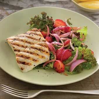 Grilled Halibut With Strawberry Salad