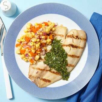 Grilled Tilapia With Chimichurri & Corn Salad