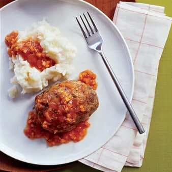 Meatball Loaves With Tomato Gravy And Smashed Potatoes