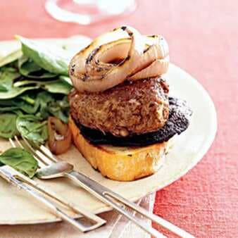 Open-Faced Grilled Greek Burgers