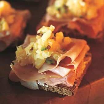 Open-Faced Ham Sandwiches With Pineapple Relish