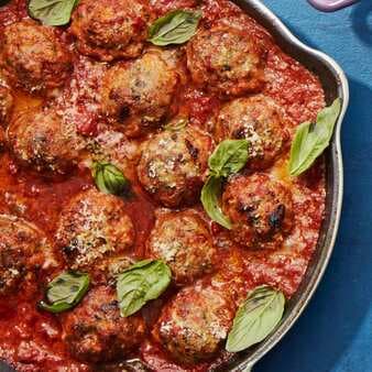 Roasted Meatballs In Tomato-Basil Sauce